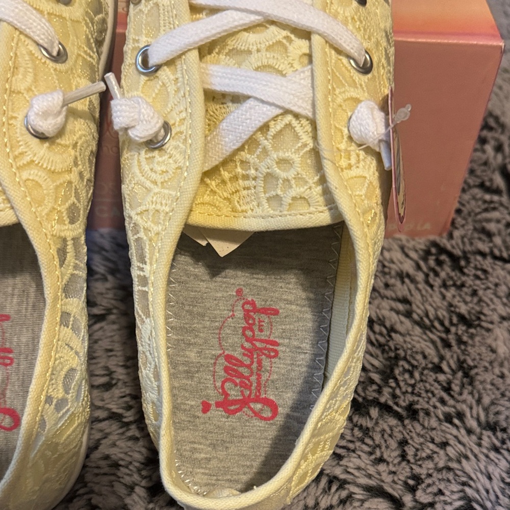 Jellypop Yellow Lace-Up Women's Sneakers - Picture 2 of 8
